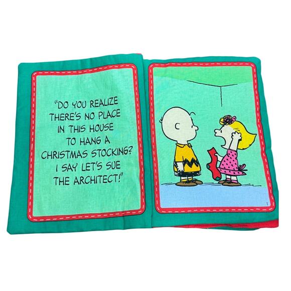 VTG Charlie Browns Christmas Stocking Soft Plush Fabric Book Charles M Schulz - Picture 2 of 9